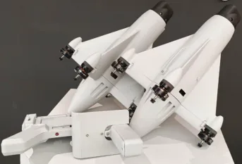 R400 high-speed interceptor UAV on its launch system
