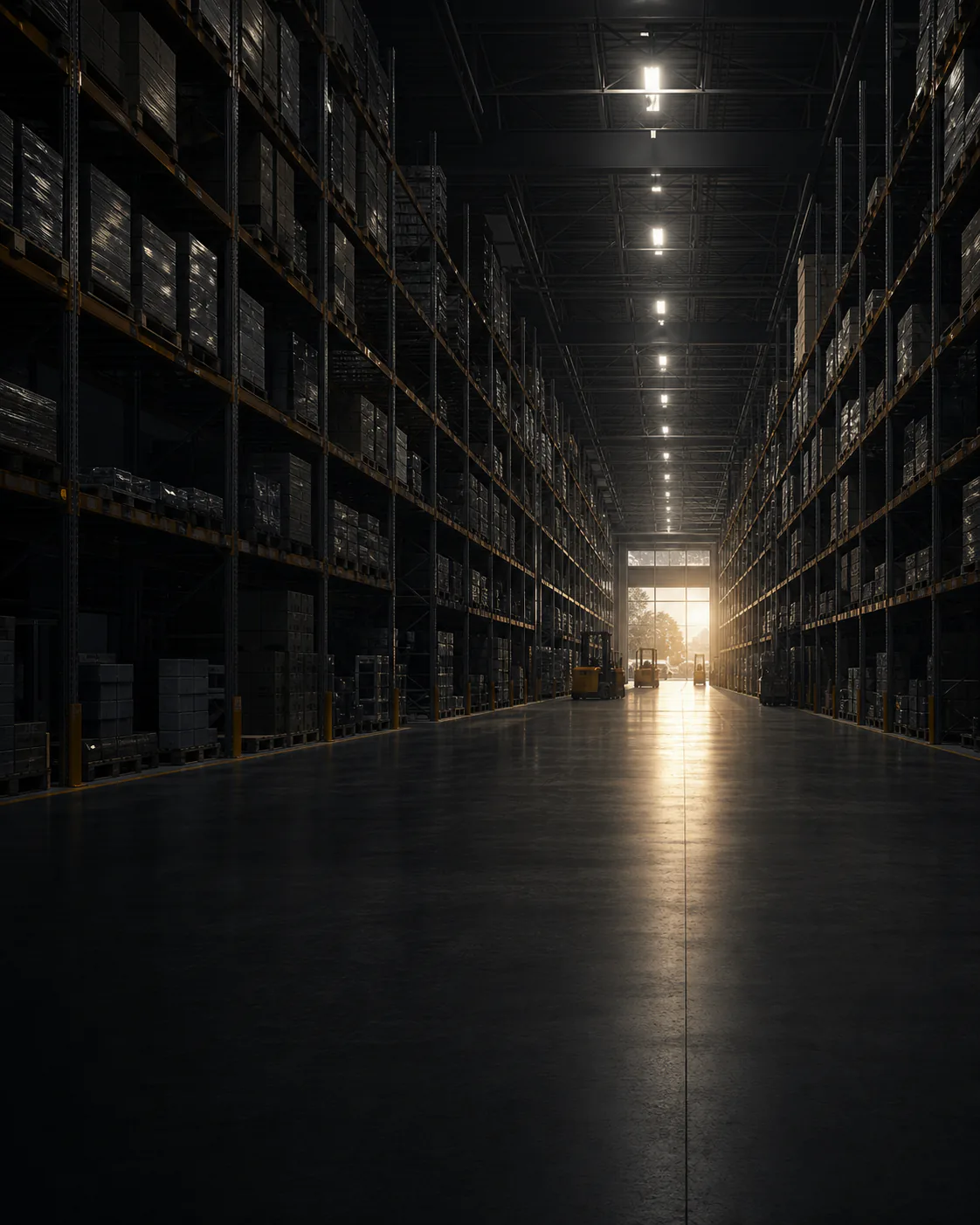Conceptual high-bay logistics warehouse