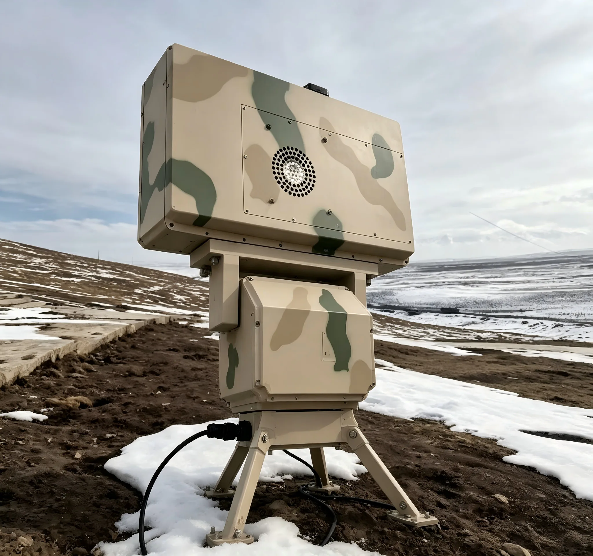 Millimeter-wave battlefield surveillance radar in a snowy environment